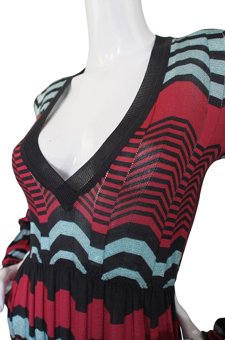 1990s Metallic Knit Missoni Dress with Flare Sleeves