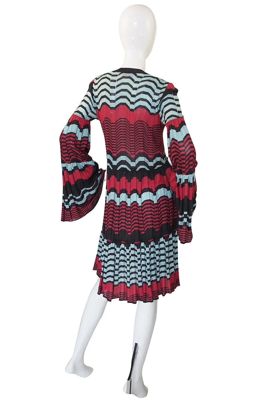 1990s Metallic Knit Missoni Dress with Flare Sleeves