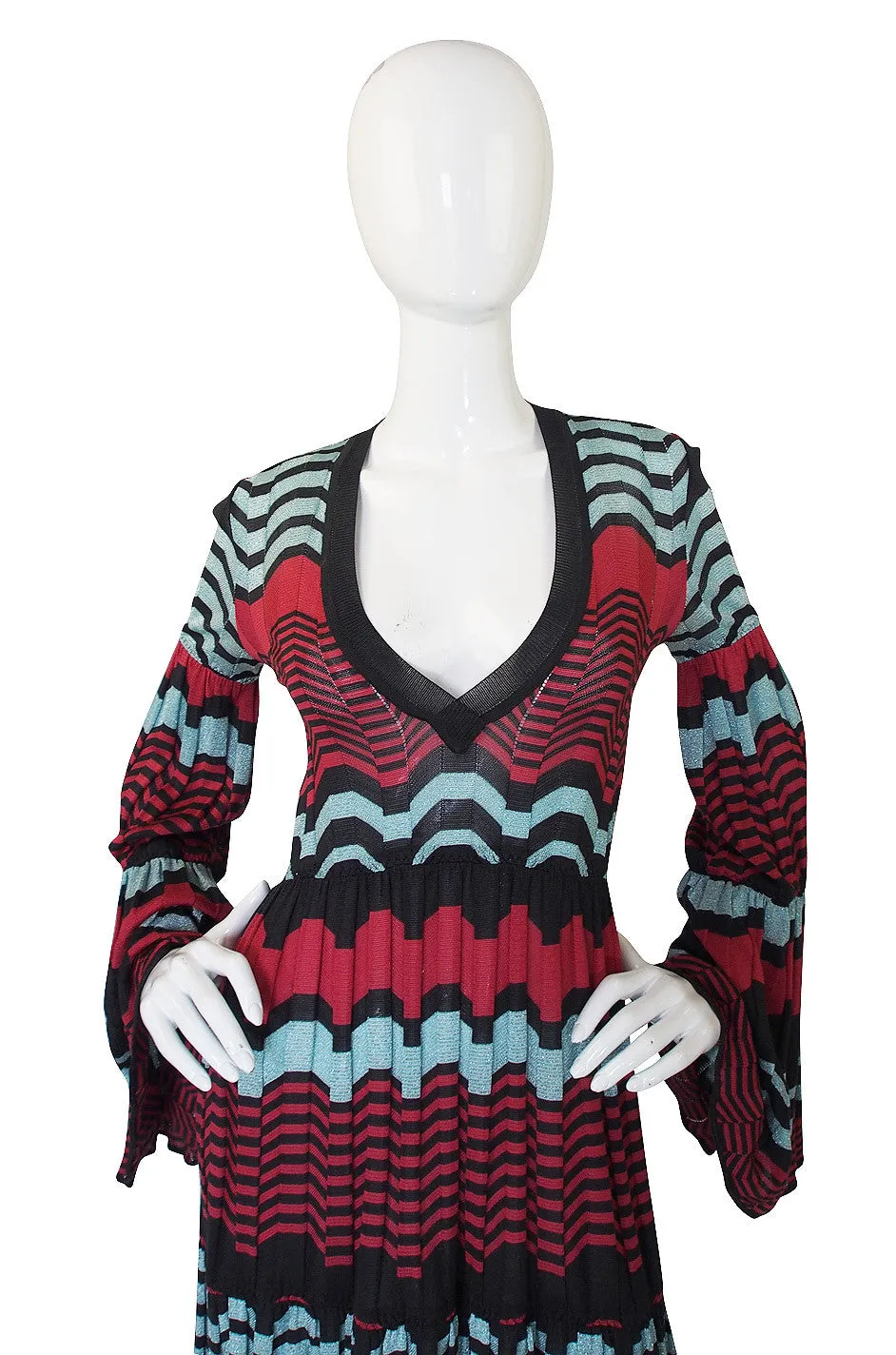 1990s Metallic Knit Missoni Dress with Flare Sleeves