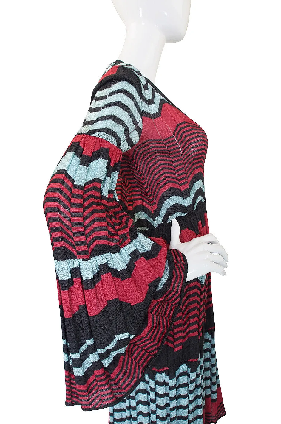 1990s Metallic Knit Missoni Dress with Flare Sleeves