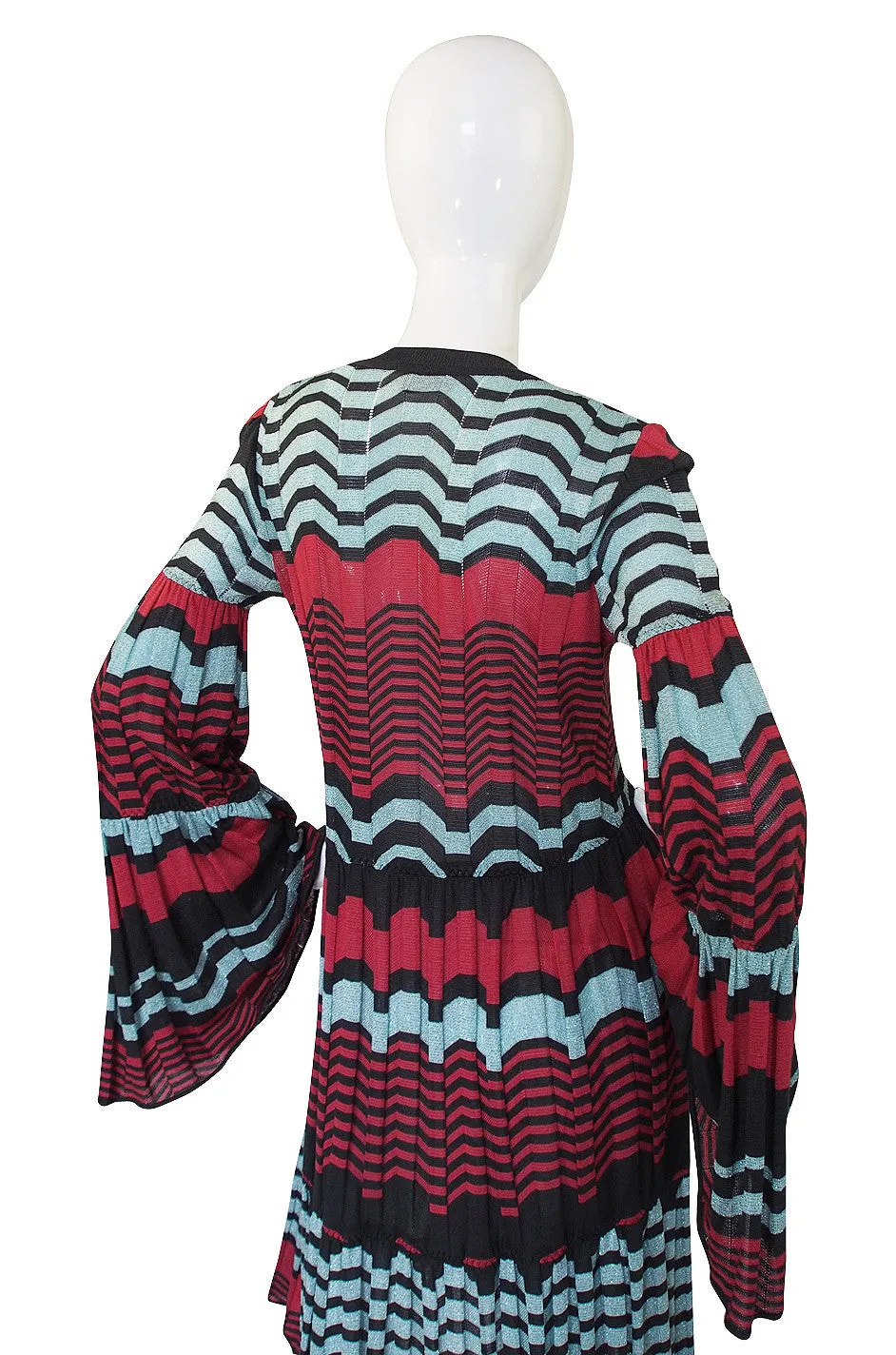 1990s Metallic Knit Missoni Dress with Flare Sleeves