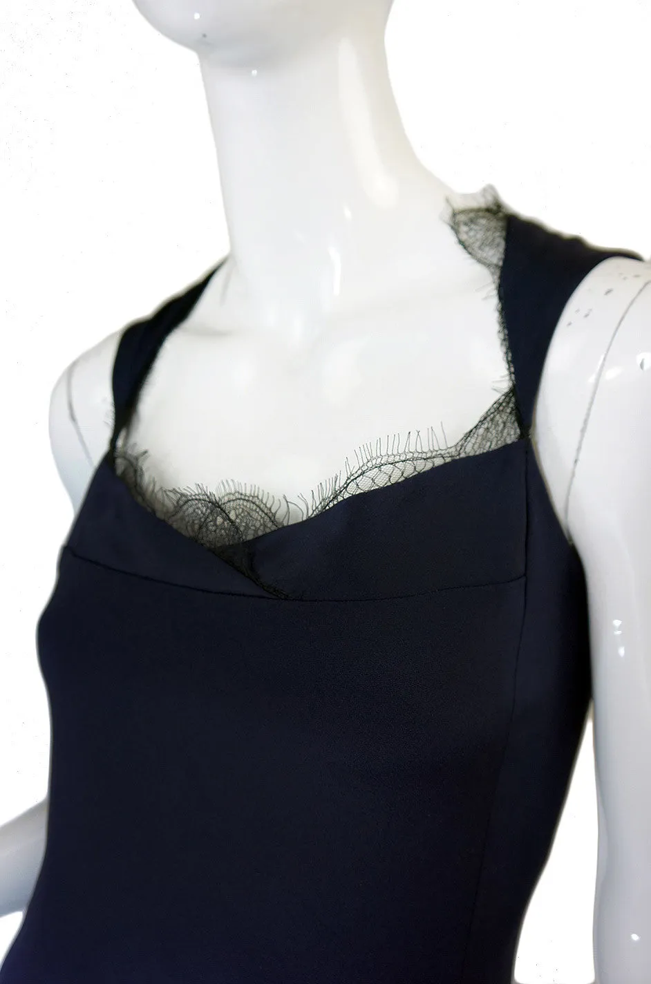 1990s Sexy Bill Blass Lace Trim Dress