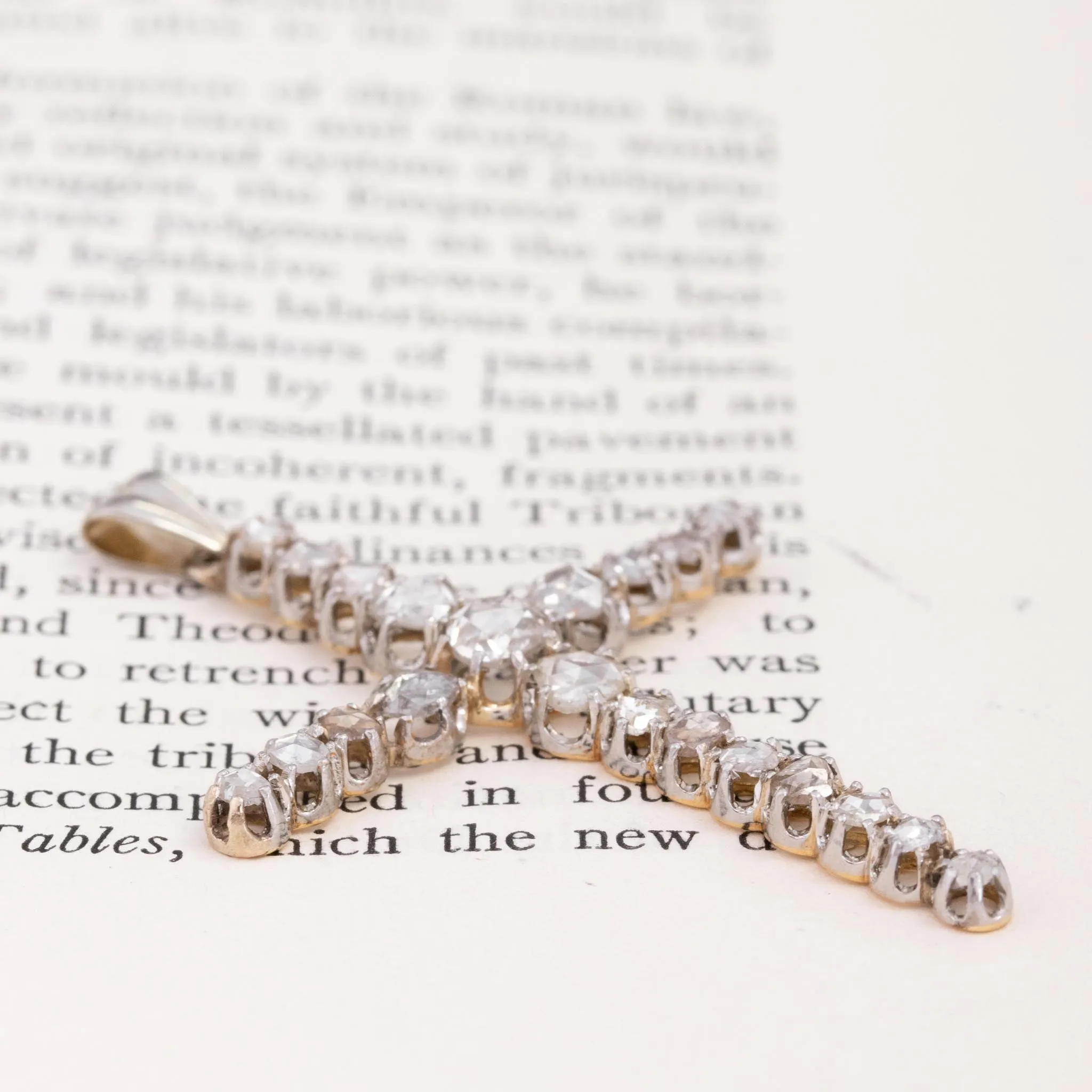 2.10ctw Antique Rose Cut Diamond Cross Pendant