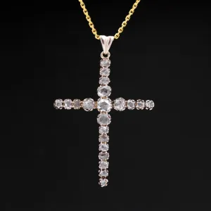2.10ctw Antique Rose Cut Diamond Cross Pendant