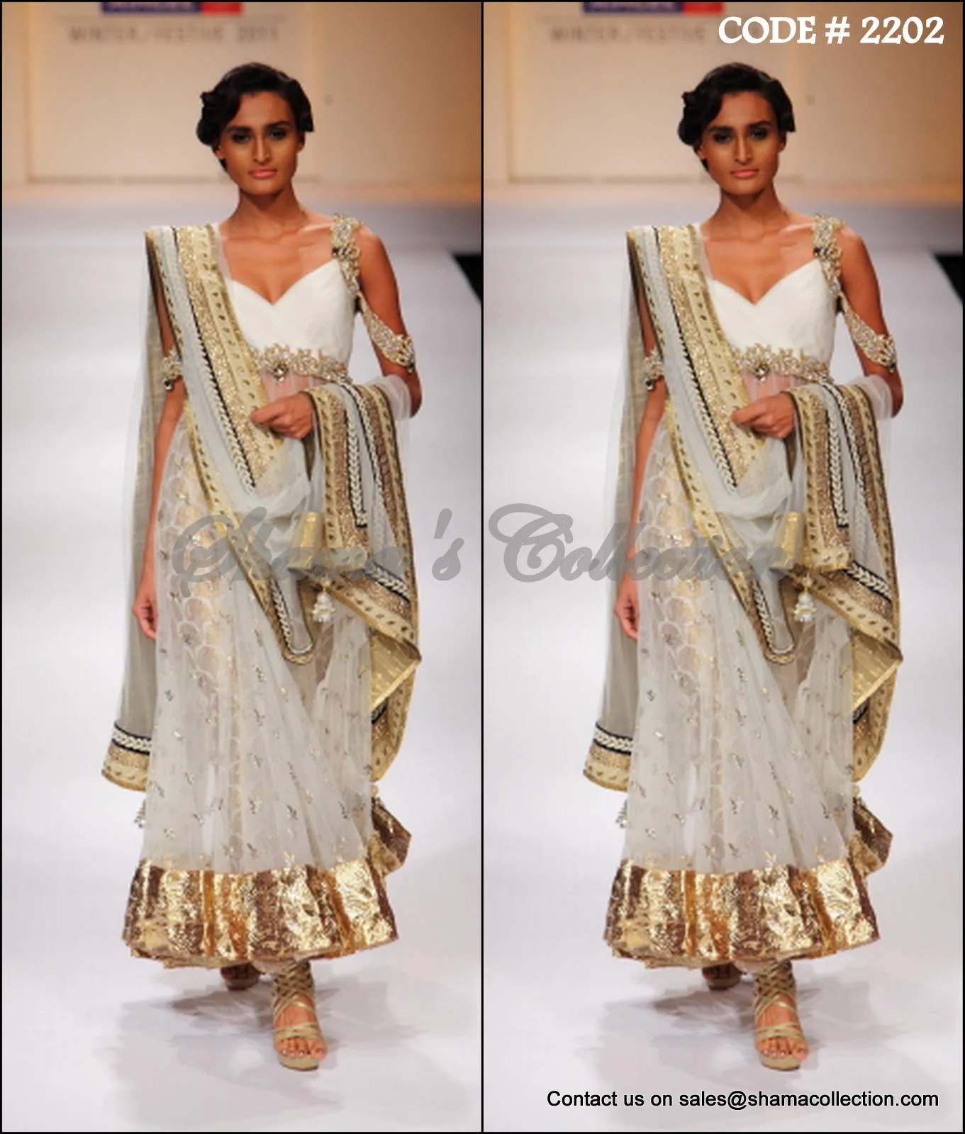 2202 Designer grey-gold anarkali Outfit Sets