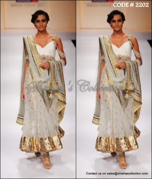 2202 Designer grey-gold anarkali Outfit Sets