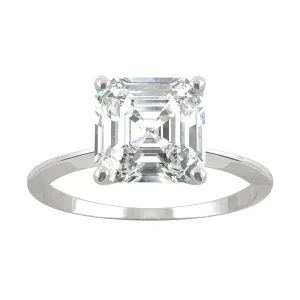 2.21 CTW DEW Asscher Moissanite Engagement Ring in 14K White Gold