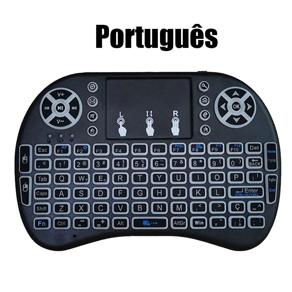 2.4G Air Mouse with Touchpad Wireless Keyboard i8 Multilanguage Backlit Mini Wireless Keyboard for PC Android TV Box English Spanish French Portuguese & more