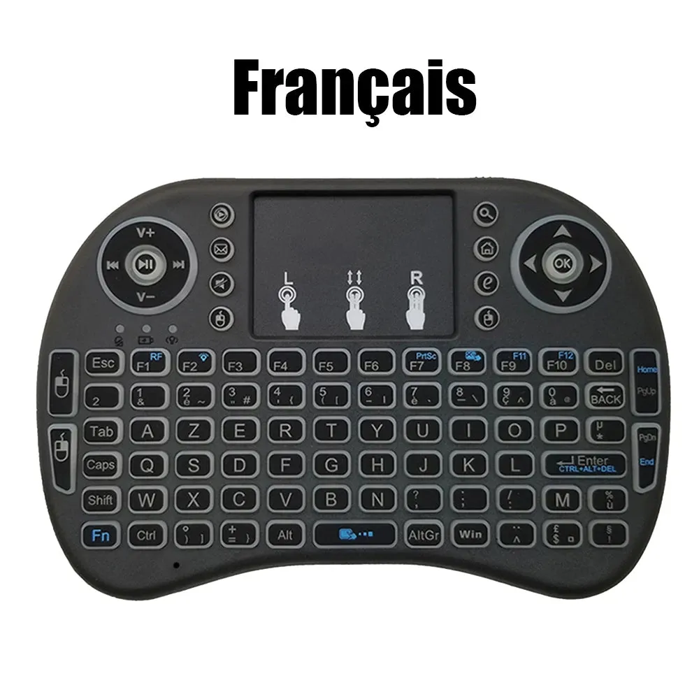 2.4G Air Mouse with Touchpad Wireless Keyboard i8 Multilanguage Backlit Mini Wireless Keyboard for PC Android TV Box English Spanish French Portuguese & more