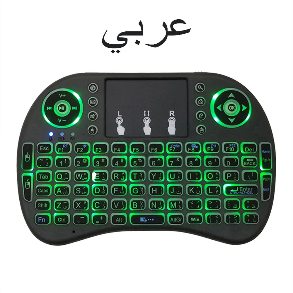 2.4G Air Mouse with Touchpad Wireless Keyboard i8 Multilanguage Backlit Mini Wireless Keyboard for PC Android TV Box English Spanish French Portuguese & more