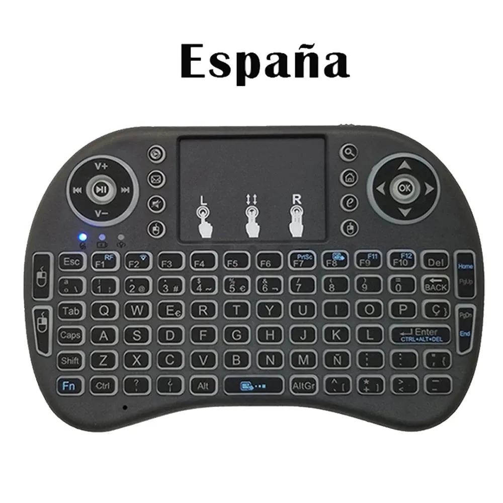 2.4G Air Mouse with Touchpad Wireless Keyboard i8 Multilanguage Backlit Mini Wireless Keyboard for PC Android TV Box English Spanish French Portuguese & more