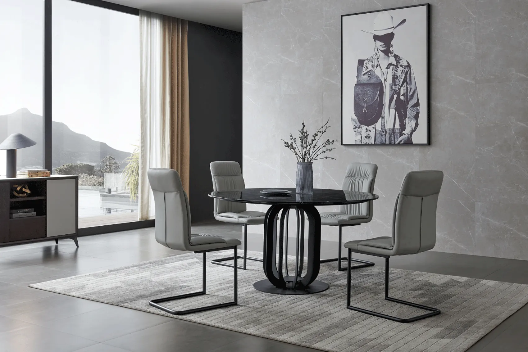 315 Marble Dining Table with 199 Chairs SET