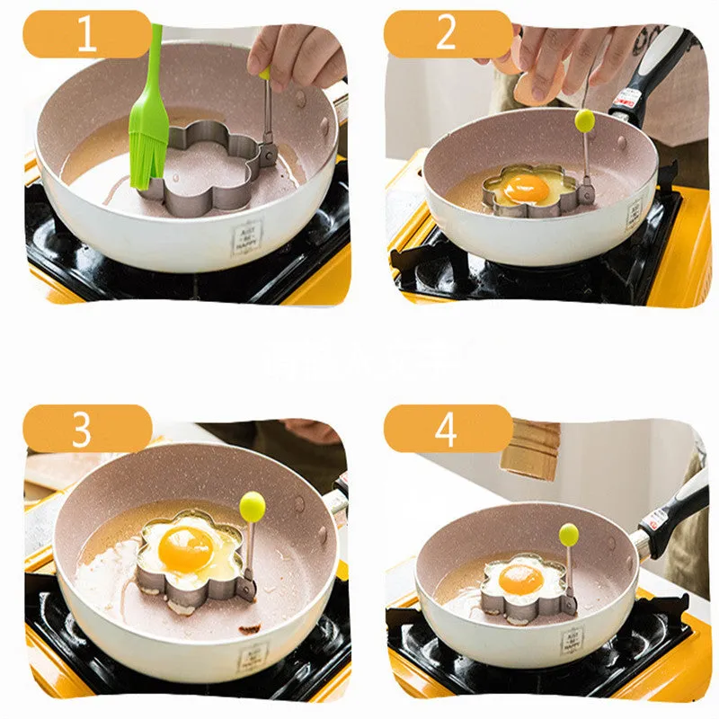 4Pcs Stainless Steel Fried Egg Shaper Pancake Mould Tools