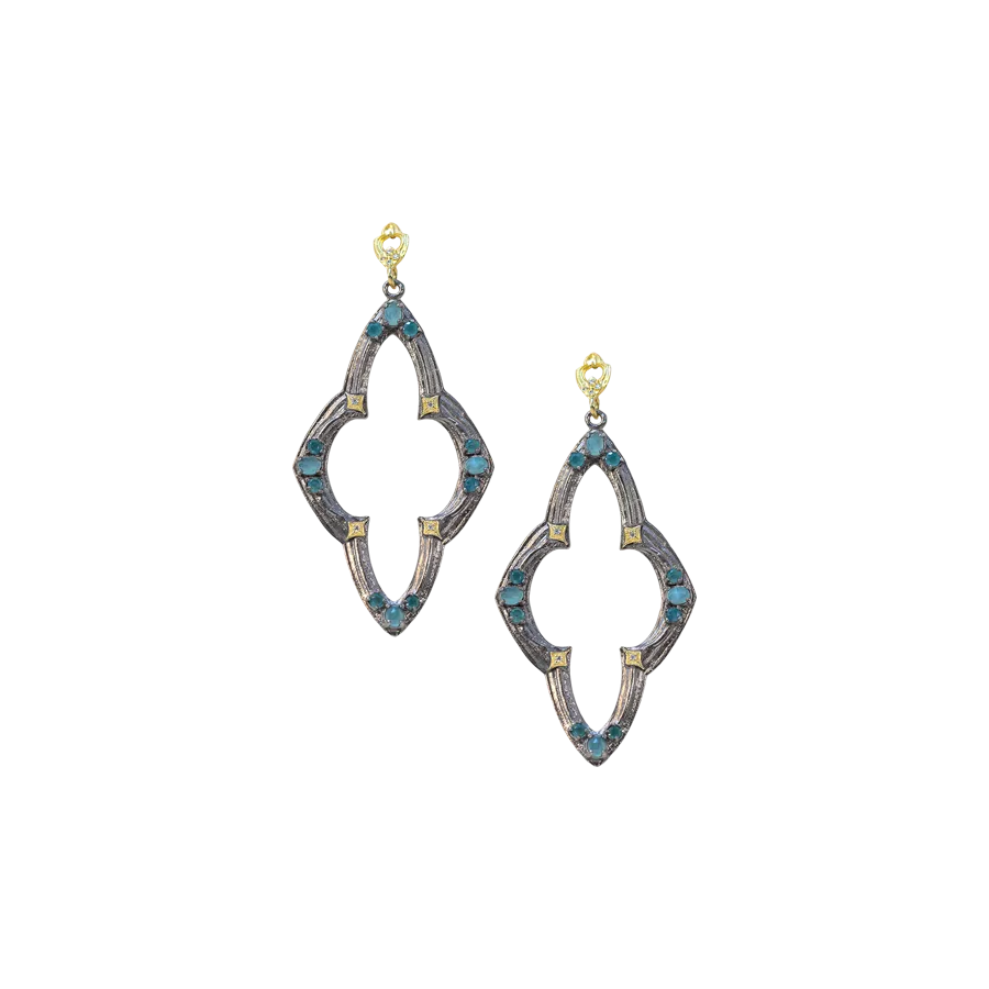 64 MM OVAL GRANDIDIERITE SCROLL DROP EARRINGS