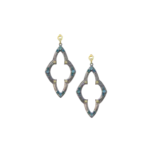 64 MM OVAL GRANDIDIERITE SCROLL DROP EARRINGS