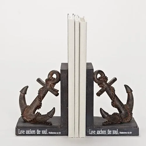 7.75"H Only one side Anchor Bookends Verse: Love Anchors the Soul