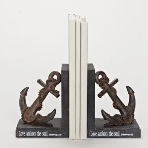 7.75"H Only one side Anchor Bookends Verse: Love Anchors the Soul