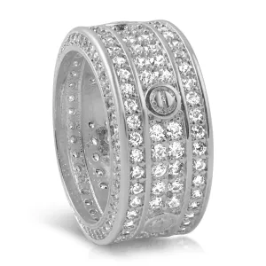 925 Sterling Silver Designer CZ 360 Ring