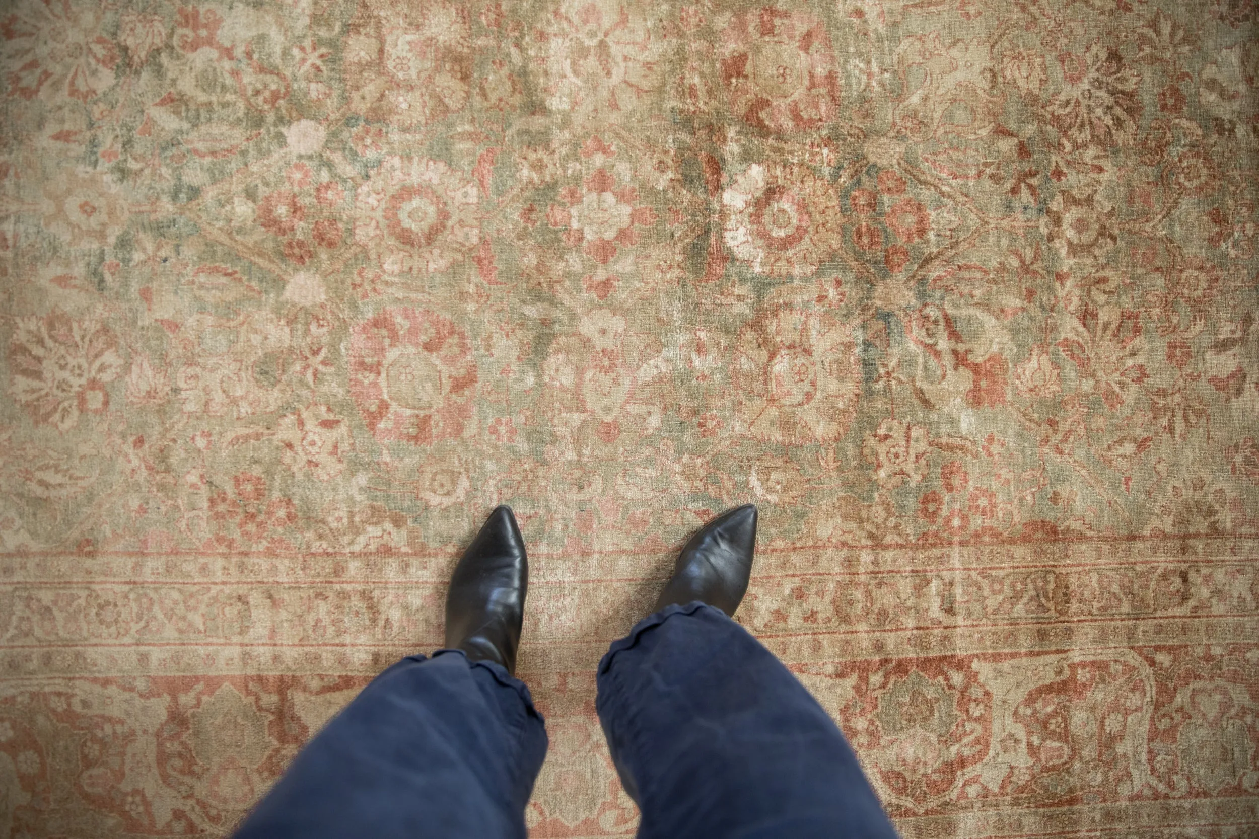 9x11.5 Antique Distressed Kerman Carpet