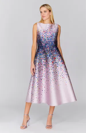 Abstract Garden Sleeveless Fit & Flare Dress