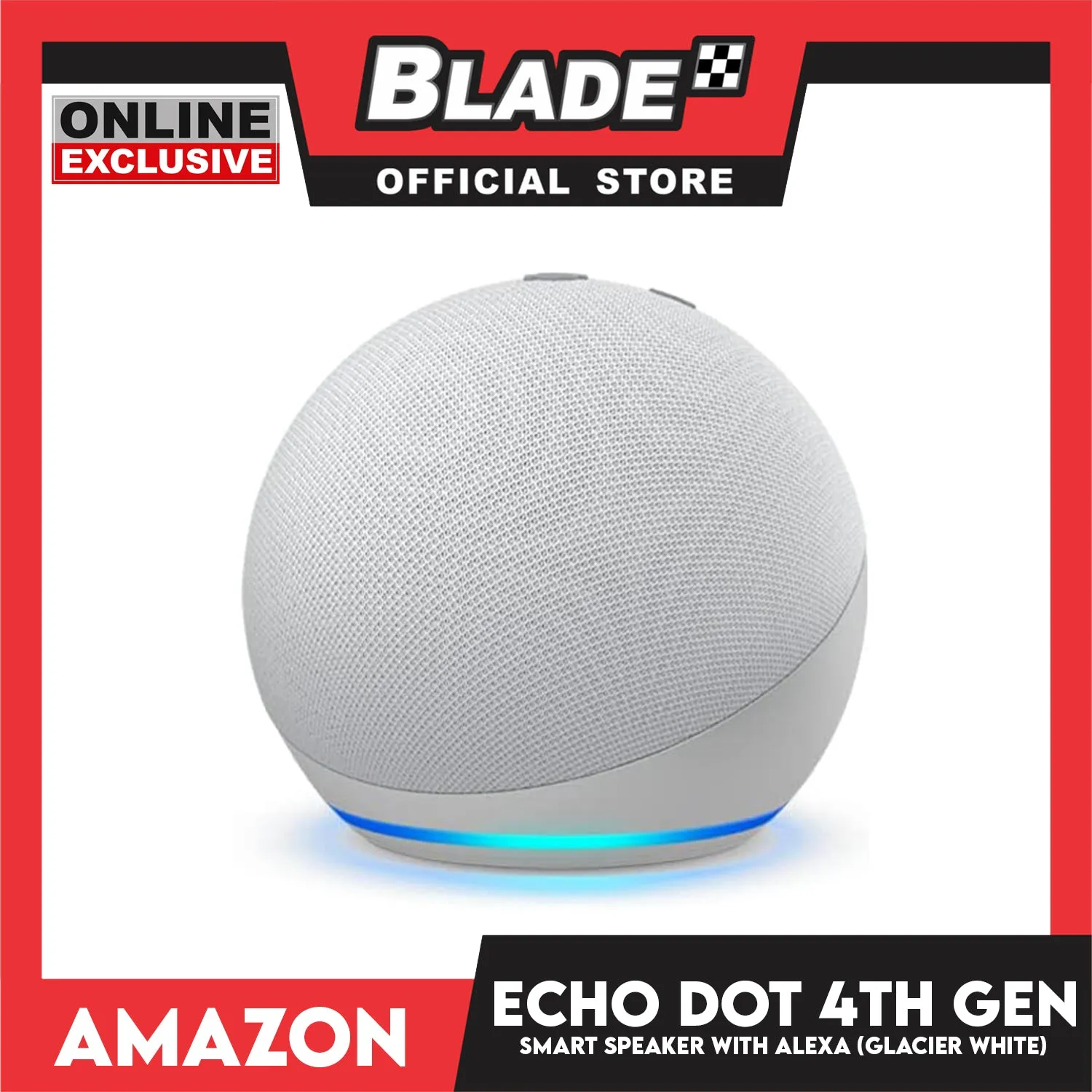 Amazon Echo Dot 4th Gen. Smart Speaker with Clock and Alexa (Glacier White)