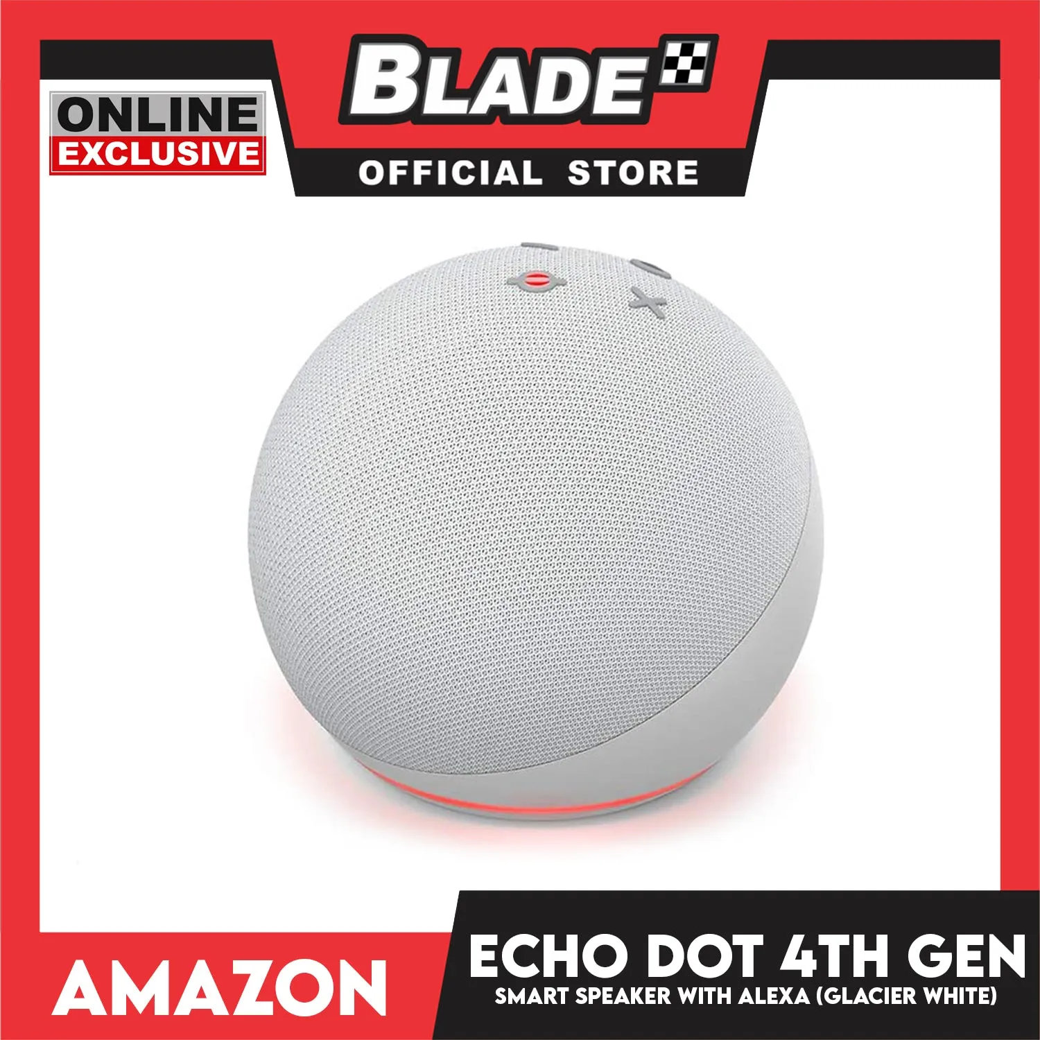 Amazon Echo Dot 4th Gen. Smart Speaker with Clock and Alexa (Glacier White)