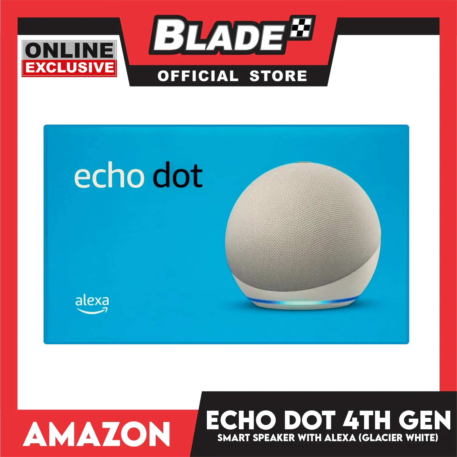 Amazon Echo Dot 4th Gen. Smart Speaker with Clock and Alexa (Glacier White)