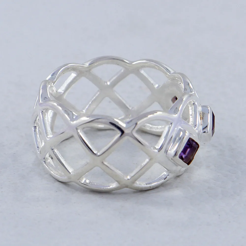 Amethyst Designer Silver Ring