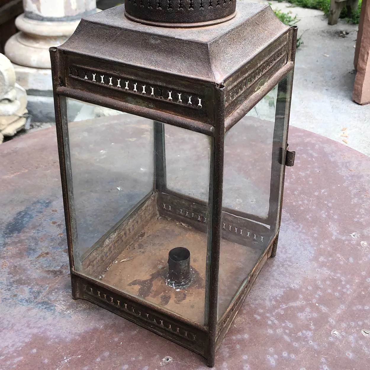 Anglo Indian Toleware and Glass Candle Lantern