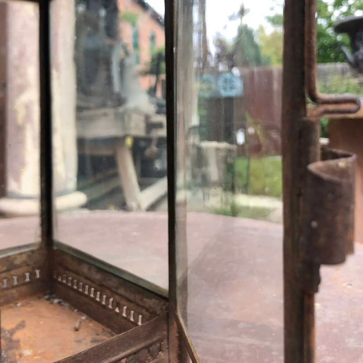 Anglo Indian Toleware and Glass Candle Lantern