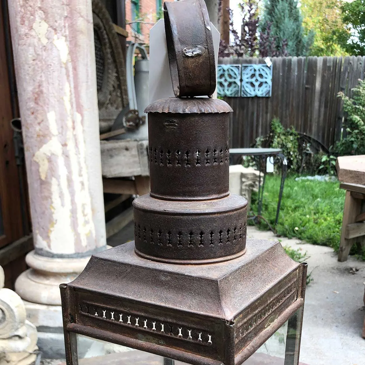 Anglo Indian Toleware and Glass Candle Lantern