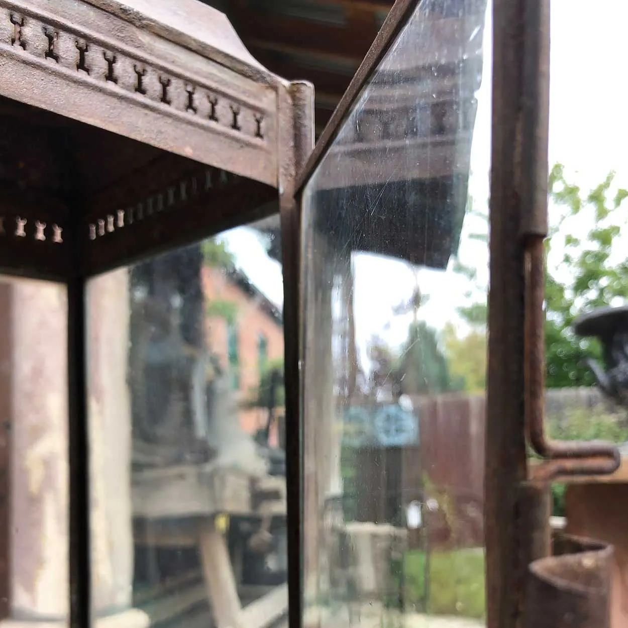 Anglo Indian Toleware and Glass Candle Lantern