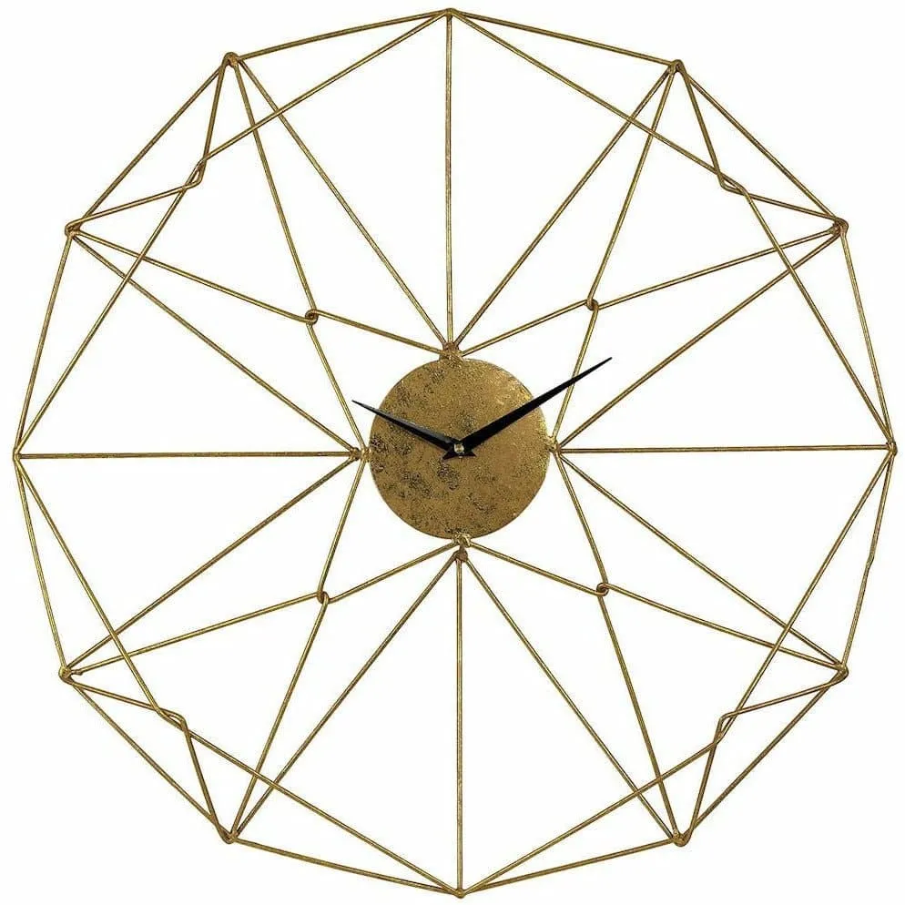 Angular Wirework Gold Metal Wall Clock