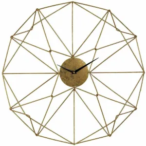 Angular Wirework Gold Metal Wall Clock