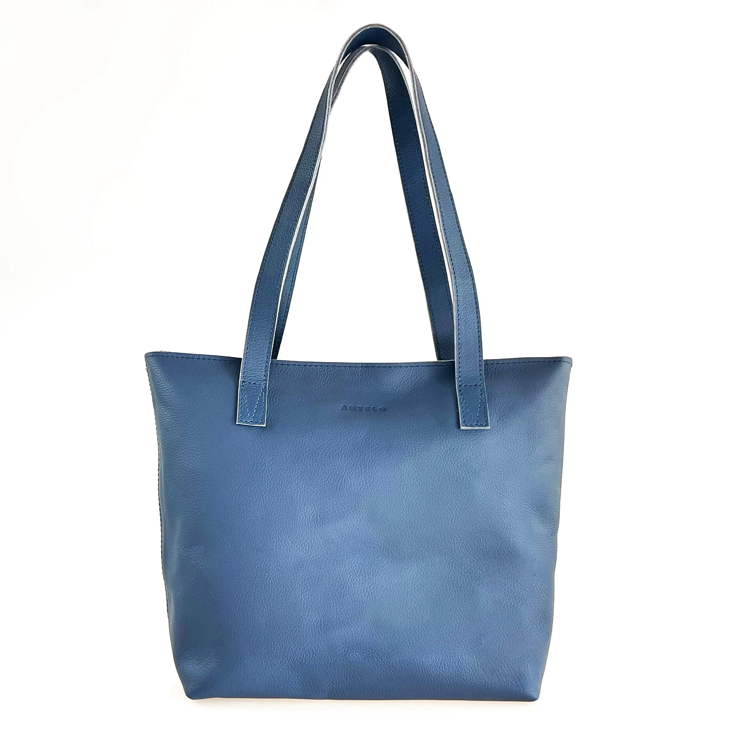 Antelo Emmy Unlined Pebble Leather Tote With Zip - Orion Blue