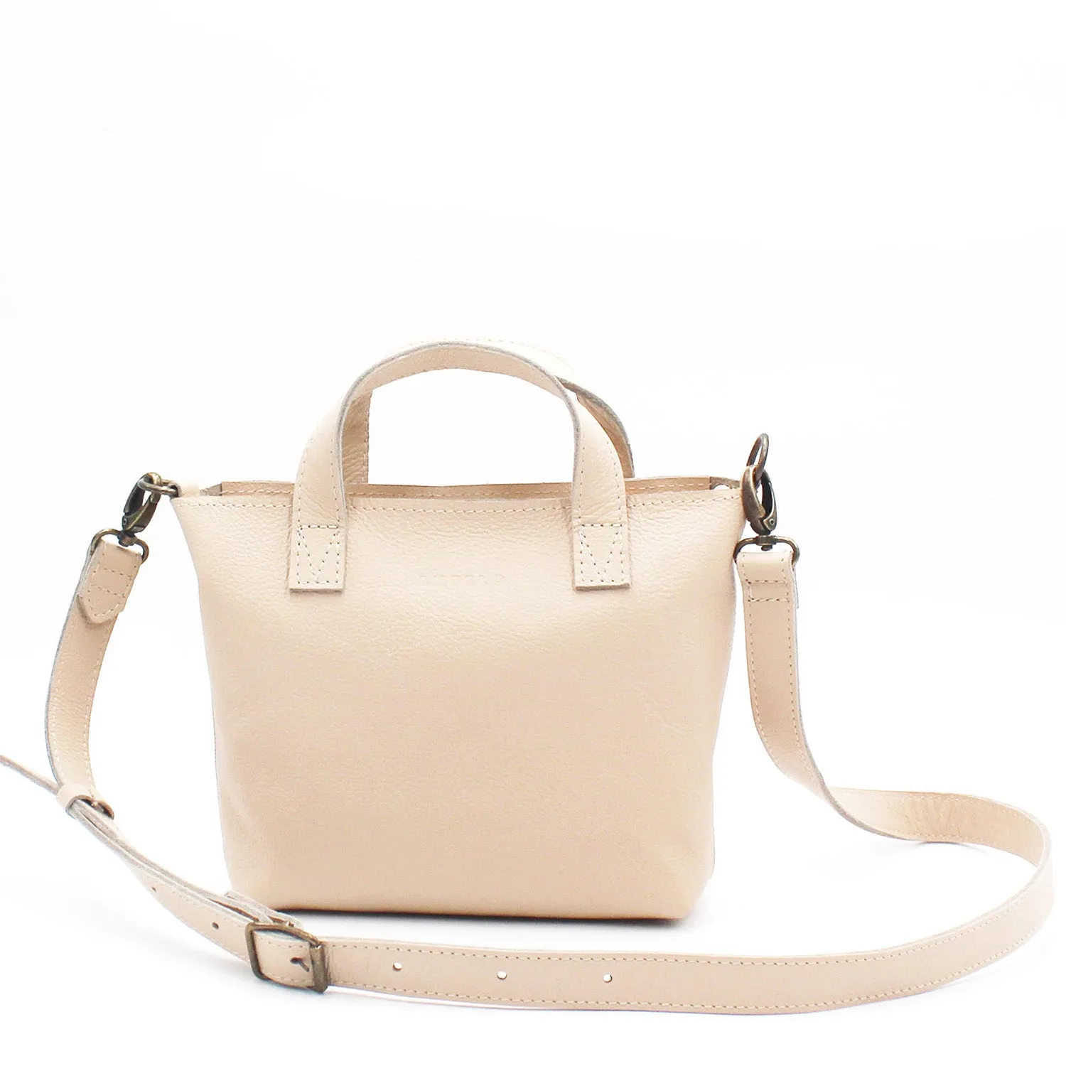 Antelo Zazi Petite Pebble Leather Crossbody Tote - Vanilla Frappe