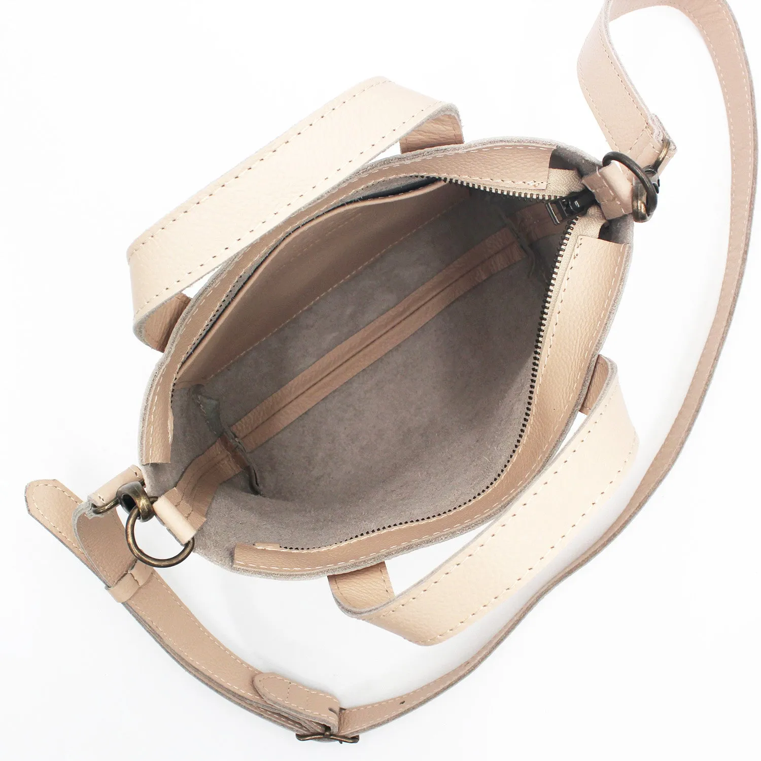 Antelo Zazi Petite Pebble Leather Crossbody Tote - Vanilla Frappe