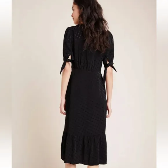 Anthropologie Maeve Elegant Black Midi “Eudora” Dress 0