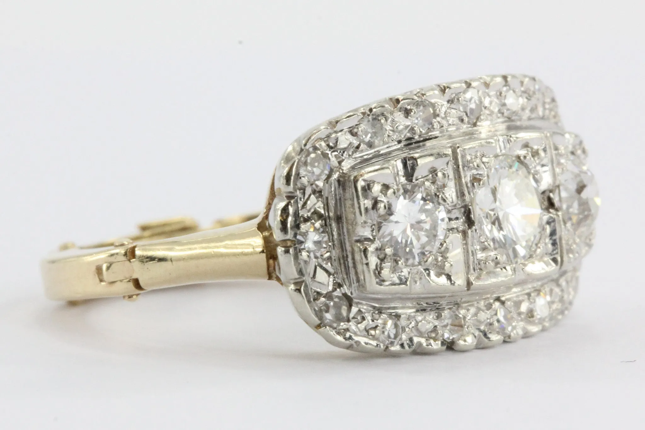 Antique 14K Gold 1.5 Carat Diamond Cluster Ring