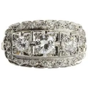 Antique 14K Gold 1.5 Carat Diamond Cluster Ring