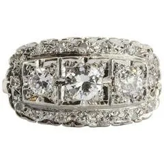 Antique 14K Gold 1.5 Carat Diamond Cluster Ring