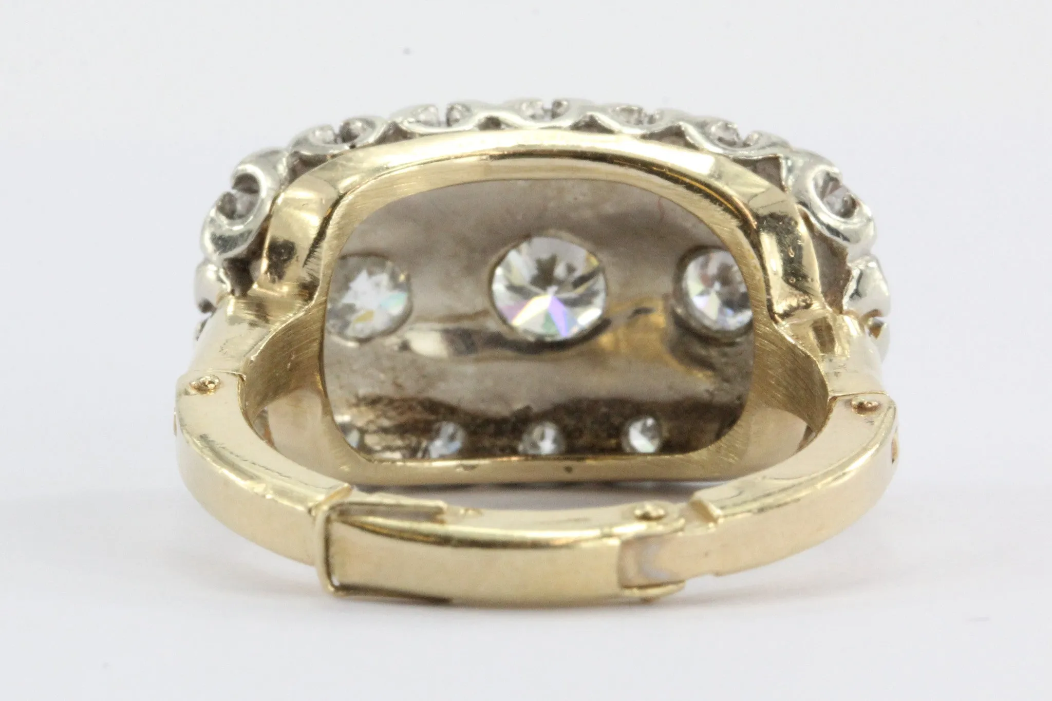 Antique 14K Gold 1.5 Carat Diamond Cluster Ring