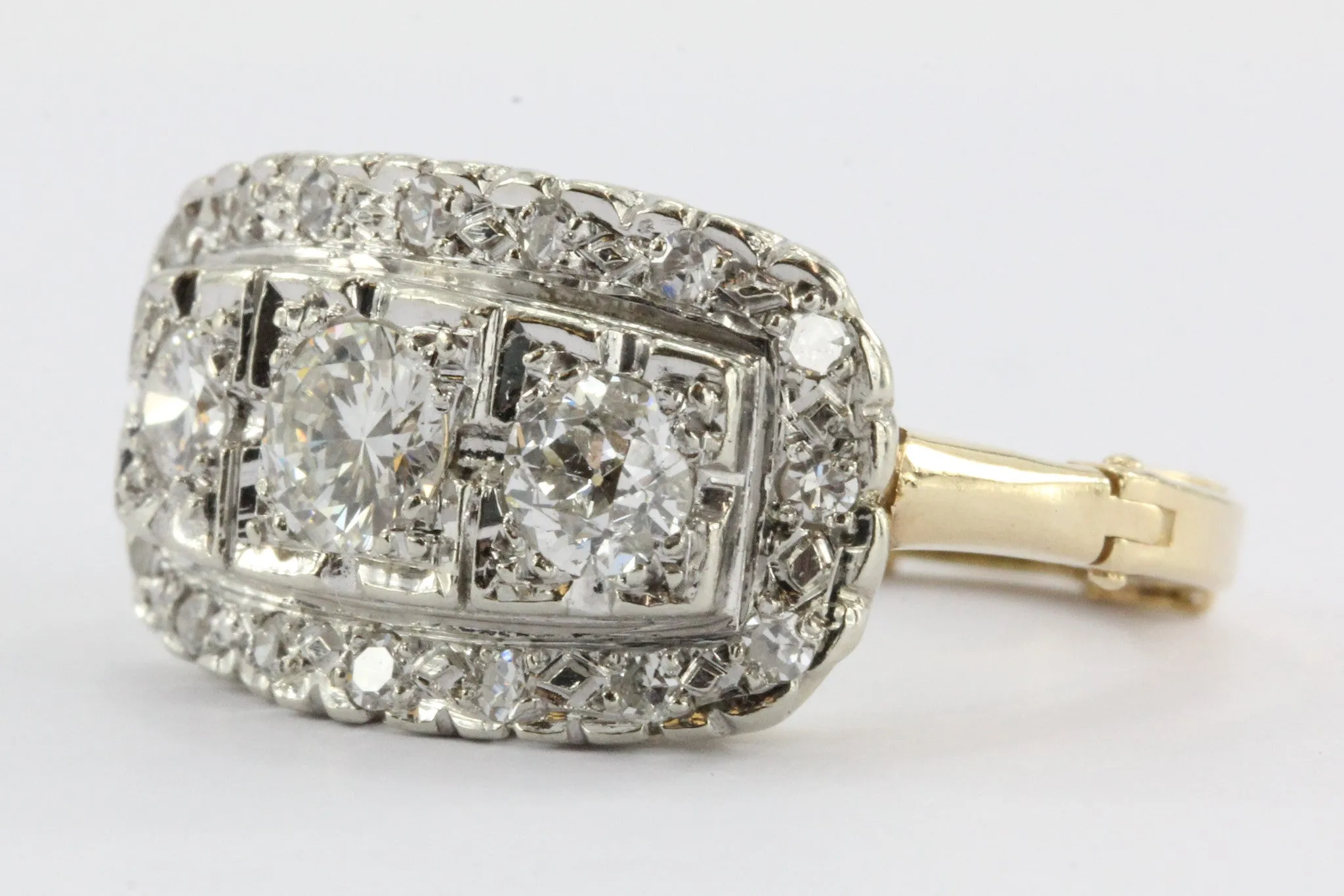 Antique 14K Gold 1.5 Carat Diamond Cluster Ring
