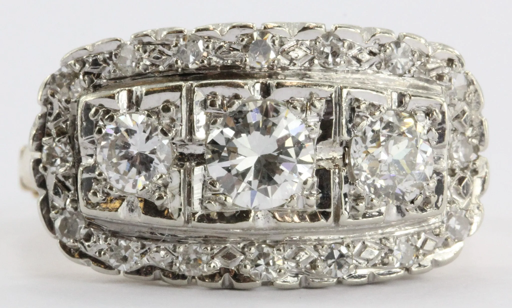 Antique 14K Gold 1.5 Carat Diamond Cluster Ring
