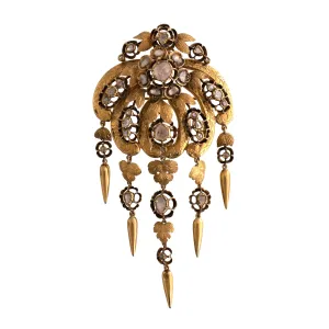 Antique 18K Gold Rose Cut Diamond Pin/Pendant