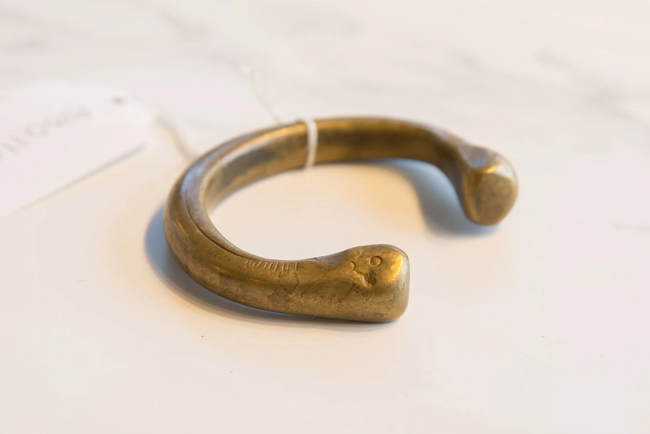 Antique African Bronze Snake Cuff Bracelet