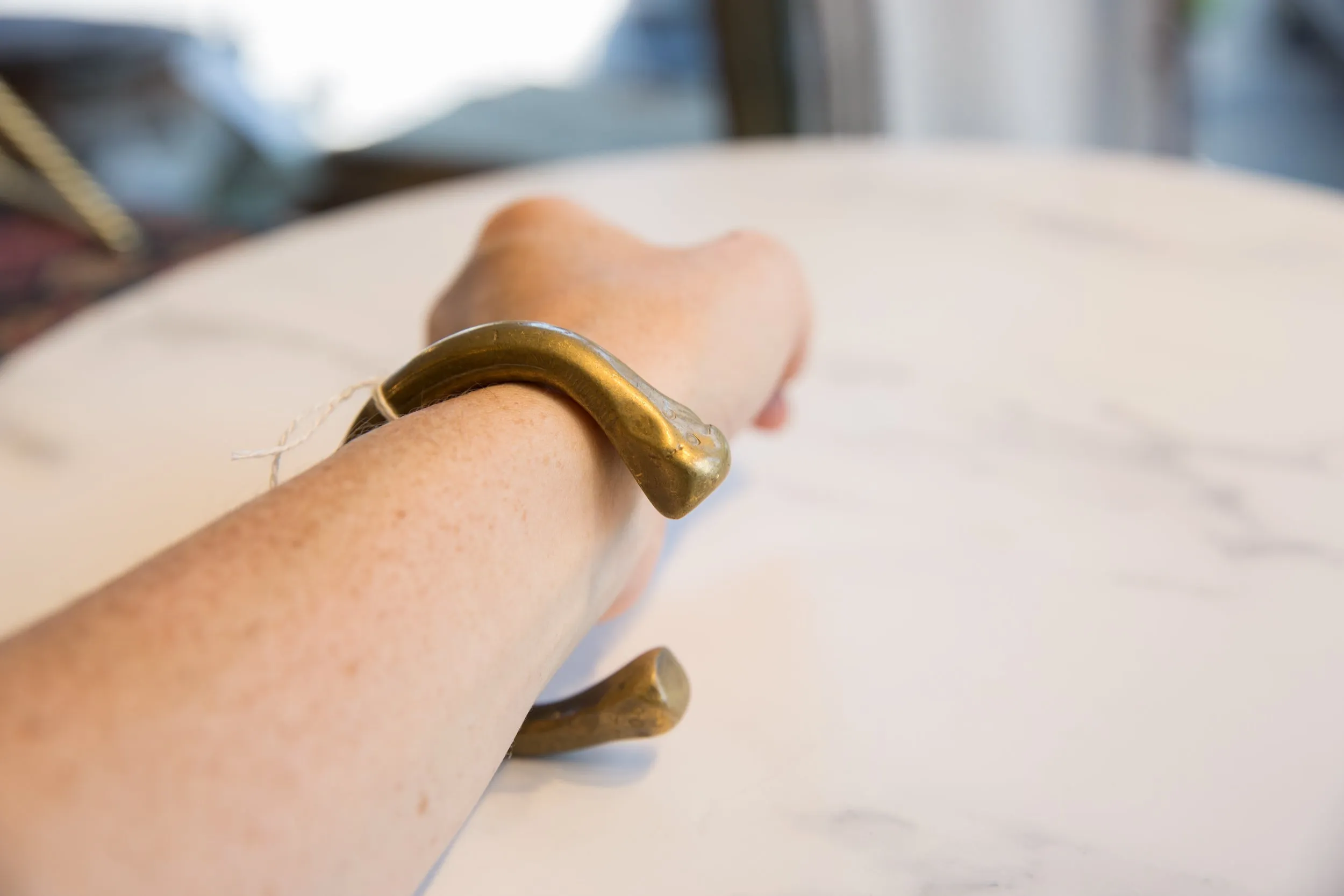 Antique African Bronze Snake Cuff Bracelet