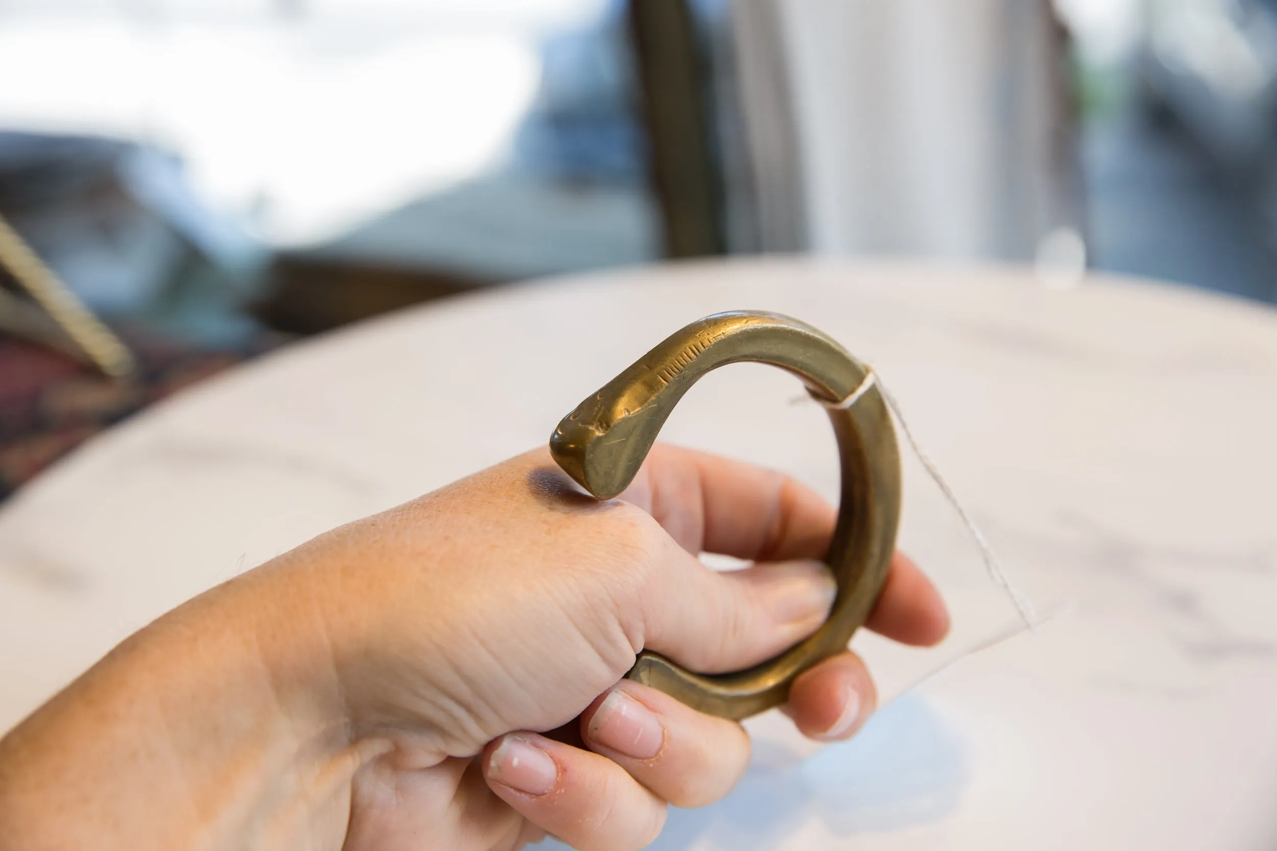 Antique African Bronze Snake Cuff Bracelet