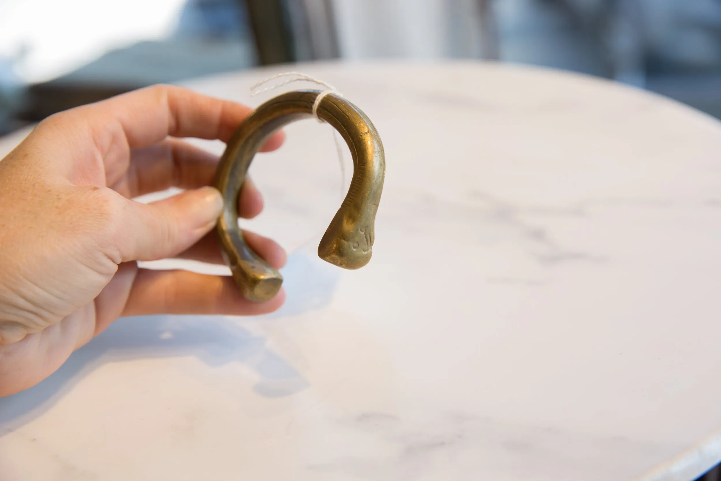 Antique African Bronze Snake Cuff Bracelet