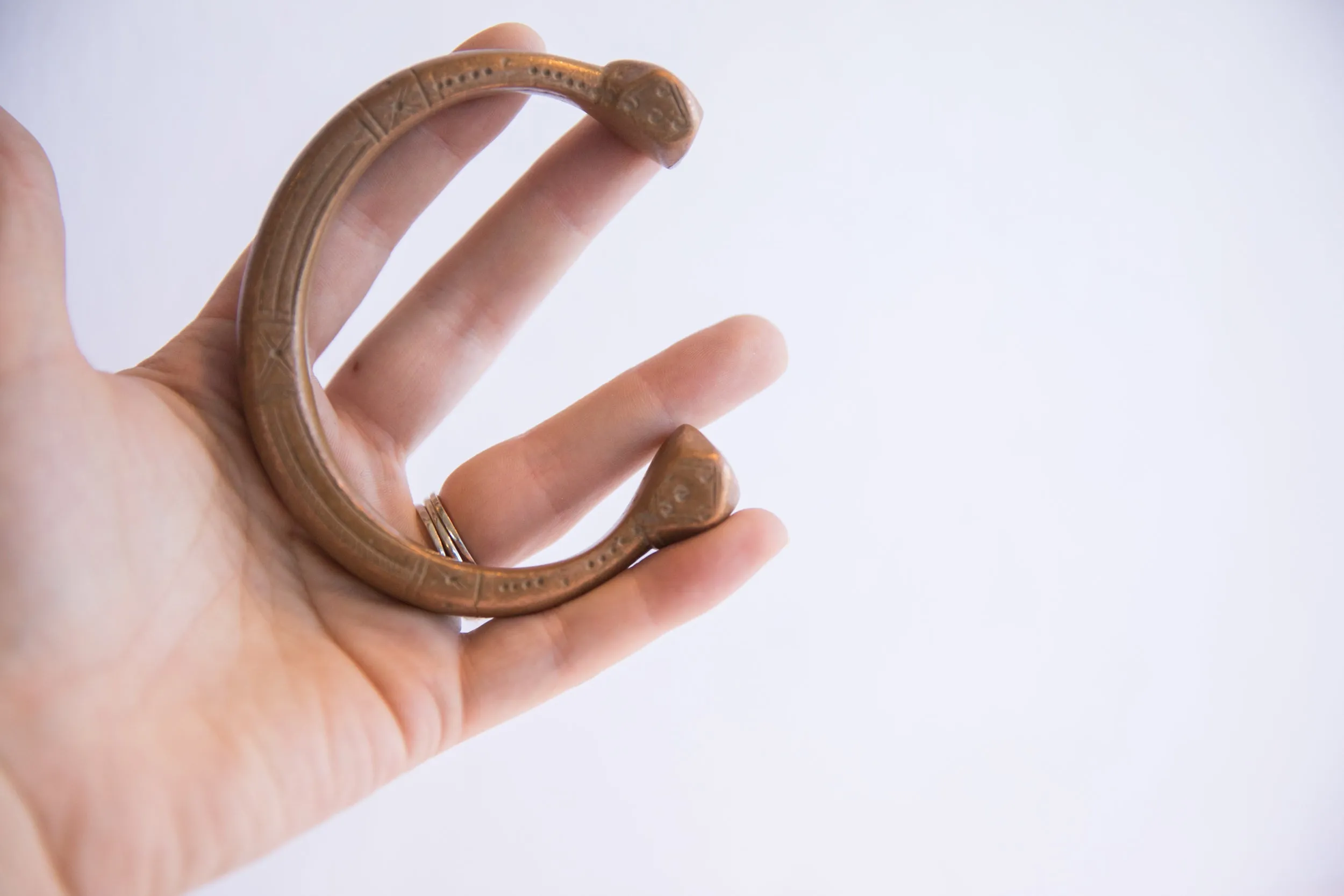 Antique African Copper Snake Cuff Bracelet